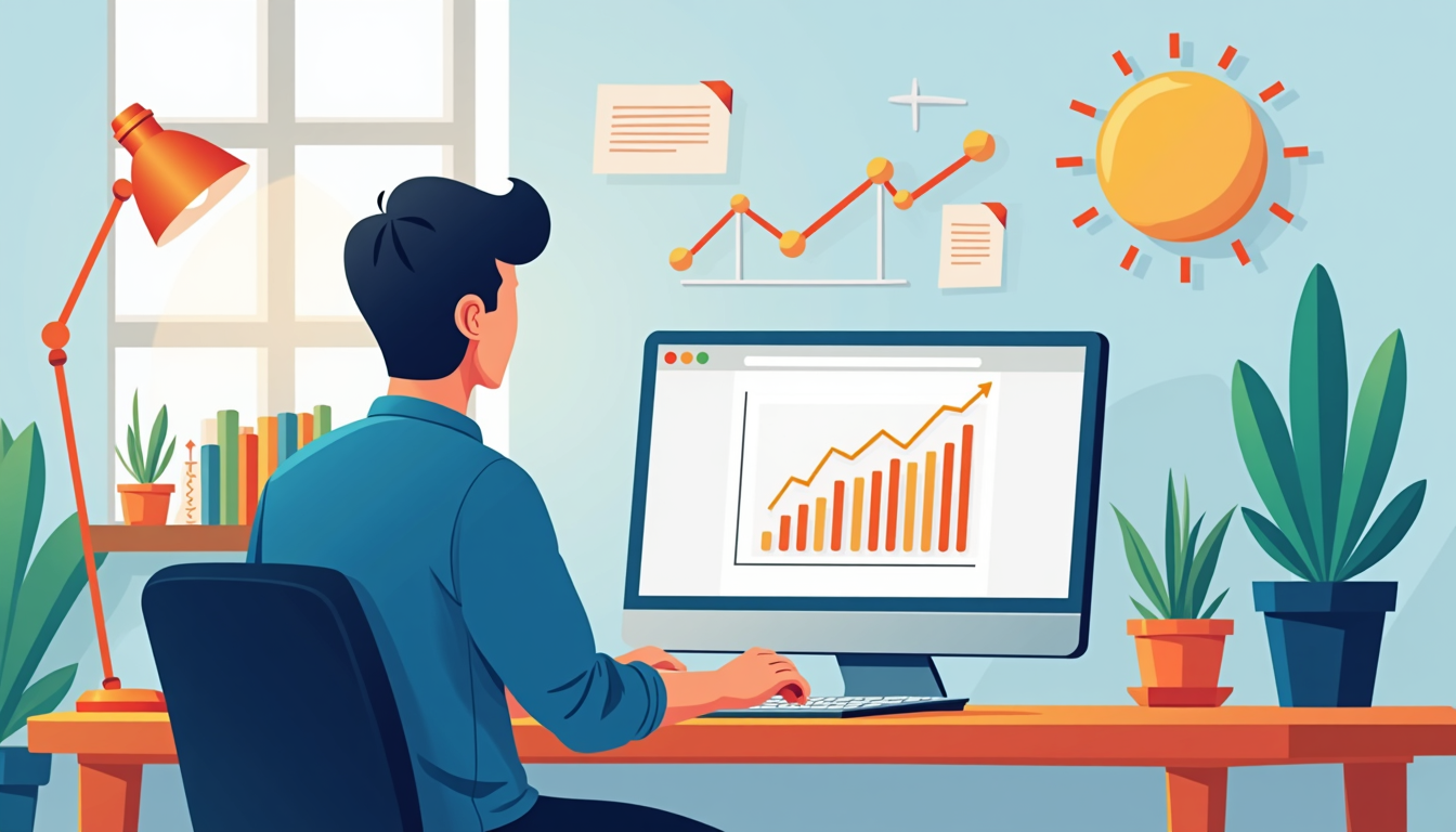 Oameni fericiți în fața unui laptop care afișează un site web modern și ieftin.