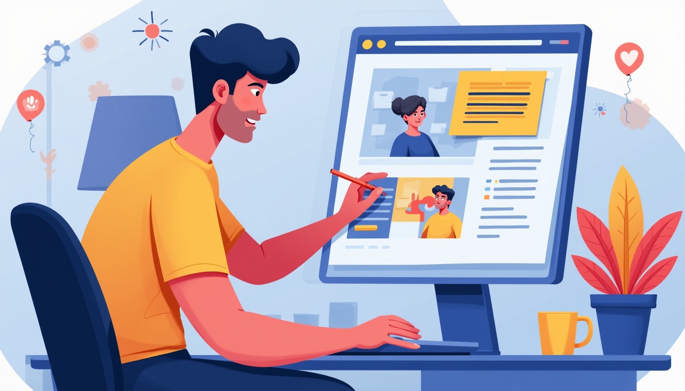 Ilustrație cu elemente de design web, laptop și smartphone pentru creare site prezentare
