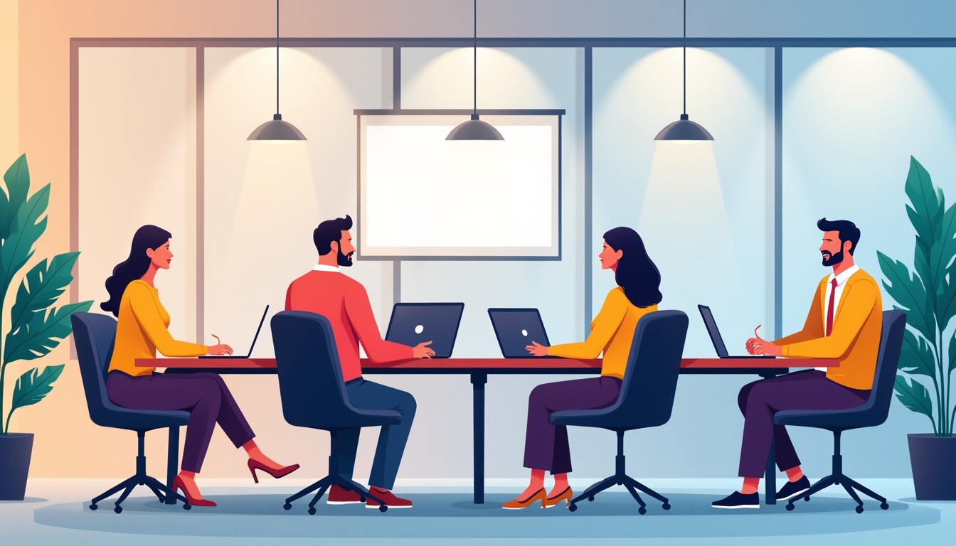 Echipa unei agenții web din București discutând strategii digitale și planificând un proiect online.